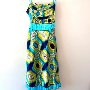 Bohemian / Bollywood Party Satin Dress w/ Sash. Size S/M, NWOT 🎉